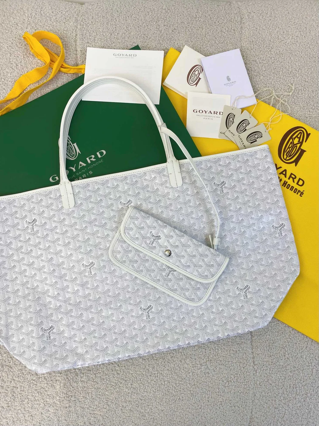 Goyard White Goyardine Canvas & Chevroches Calfskin Saint Louis PM Tote product view 2