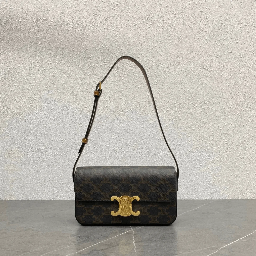 Celine Triomphe Handbag Printed Logo Smooth Leather 20x12cm product view 1