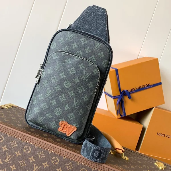 Louis Vuitton Avenue Slingbag 31 In Black Monogram Canvas With Brown Logo Bag product photo