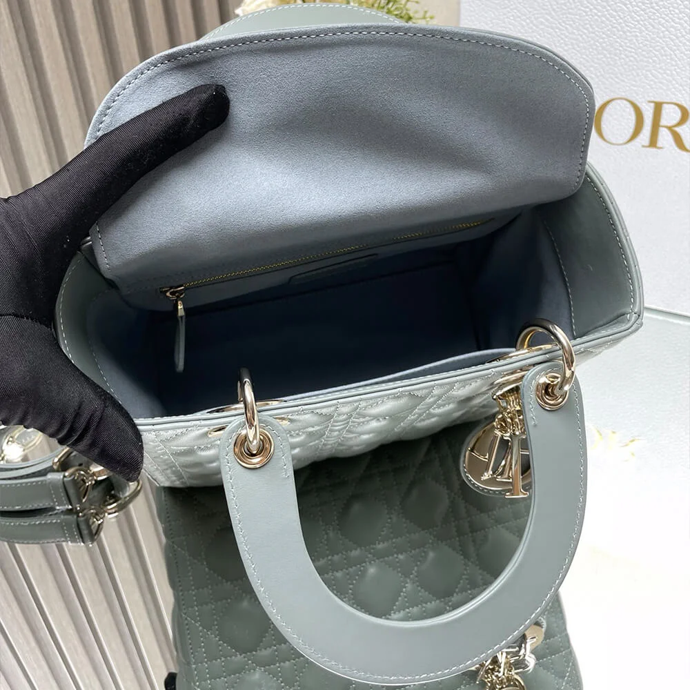 Dior Medium Lady Dior Bag — Gray-Green product view 6