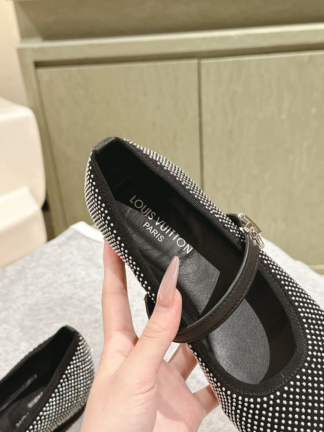 Louis Vuitton Women Black Polka Dot Fabric Mary Janes product view 5