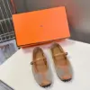 Hermès Women Beige Leather Mesh Mary Jane Flats product view 1