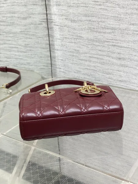 Dior Small Lady D‑Joy Bag 19 In Burgundy Gold Hardware product view 6