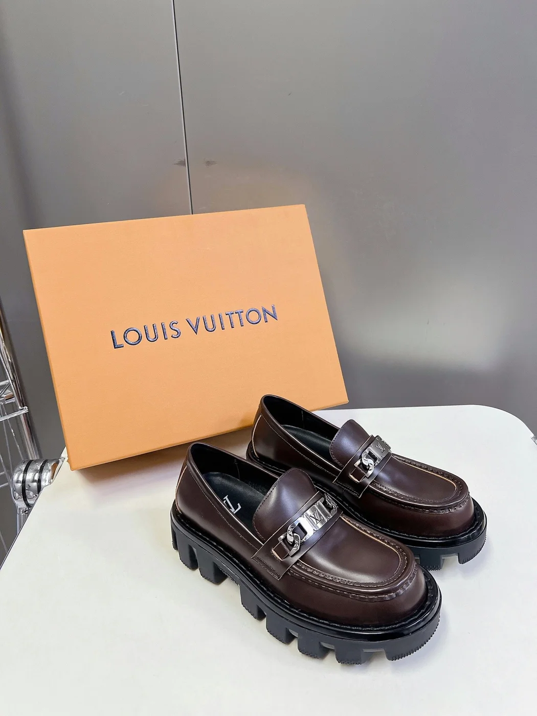 Louis Vuitton Women Brown Leather Chunky Loafers product view 1