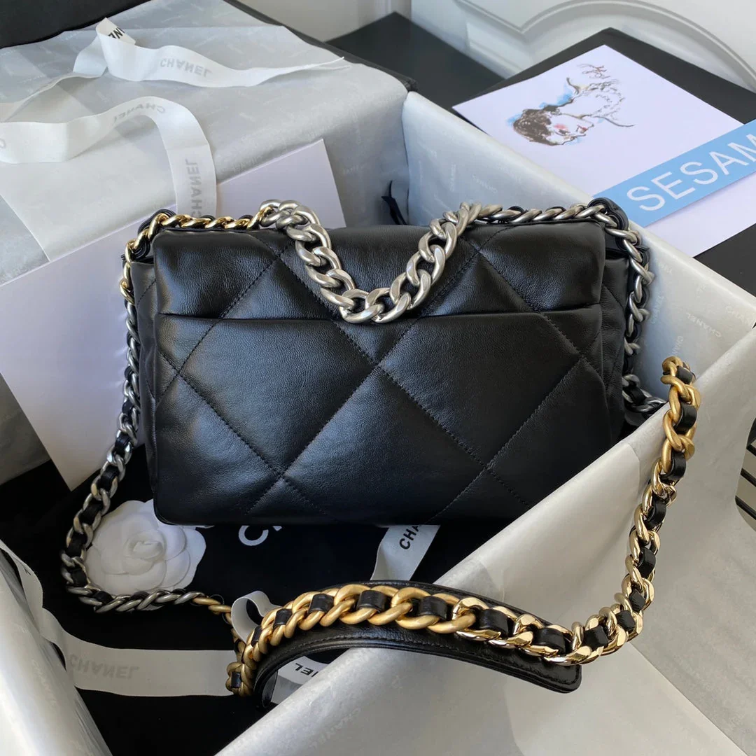 Chanel Cc Medium 26 Flap Bag In Black Lambskin product view 7