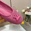 Louis Vuitton Women Pink Mesh Leather Ballet Flats product view 2