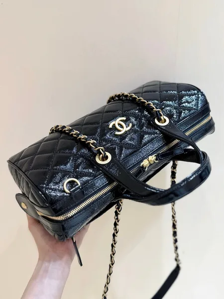 Chanel 25K Bowling Bag in Black Caviar Leather Gold Hardware product view 4