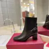 Valentino Women Black Leather Studded Ankle Boots — Studded Side Detail product view 5