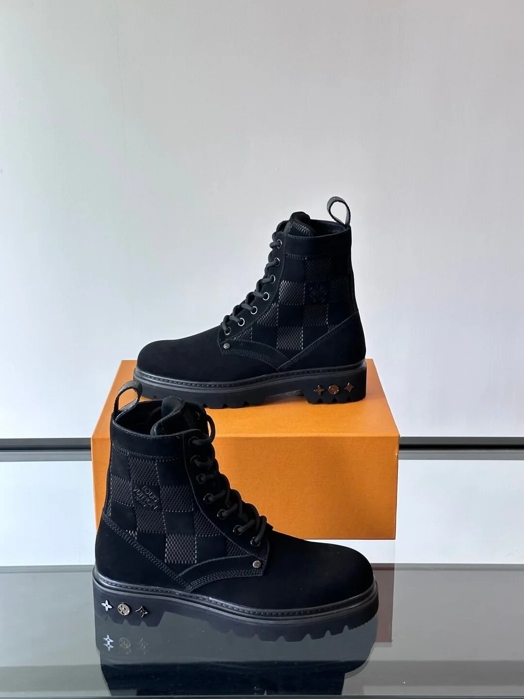 Louis Vuitton Men Black Suede Leather Boots product view 4