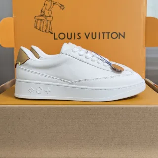Louis Vuitton White Low-Top Sneakers with Gold-Tone Side Detail product photo