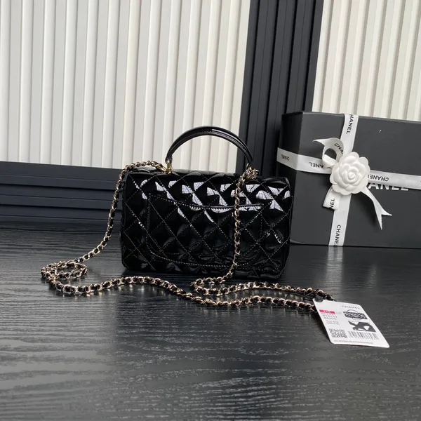 Chanel Patent Quilted Mini Top Handle Flap Bag product view 2