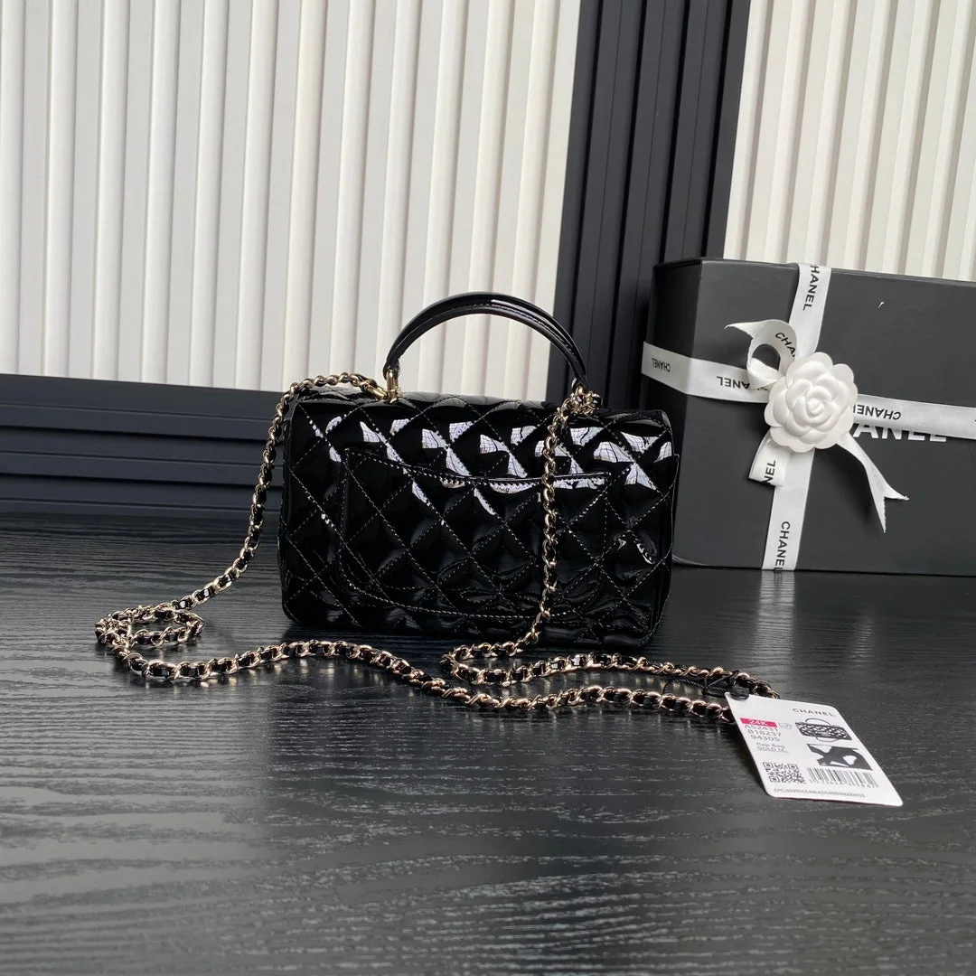 Chanel Patent Quilted Mini Top Handle Flap Bag product view 2