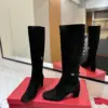 Valentino Women Black Suede Mid Heel Boots product view 2