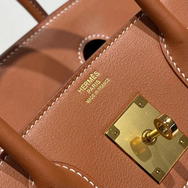 Hermès Birkin 30 cm In Gold Swift And Black/White/Brown Toile Canvas Bag product view 5