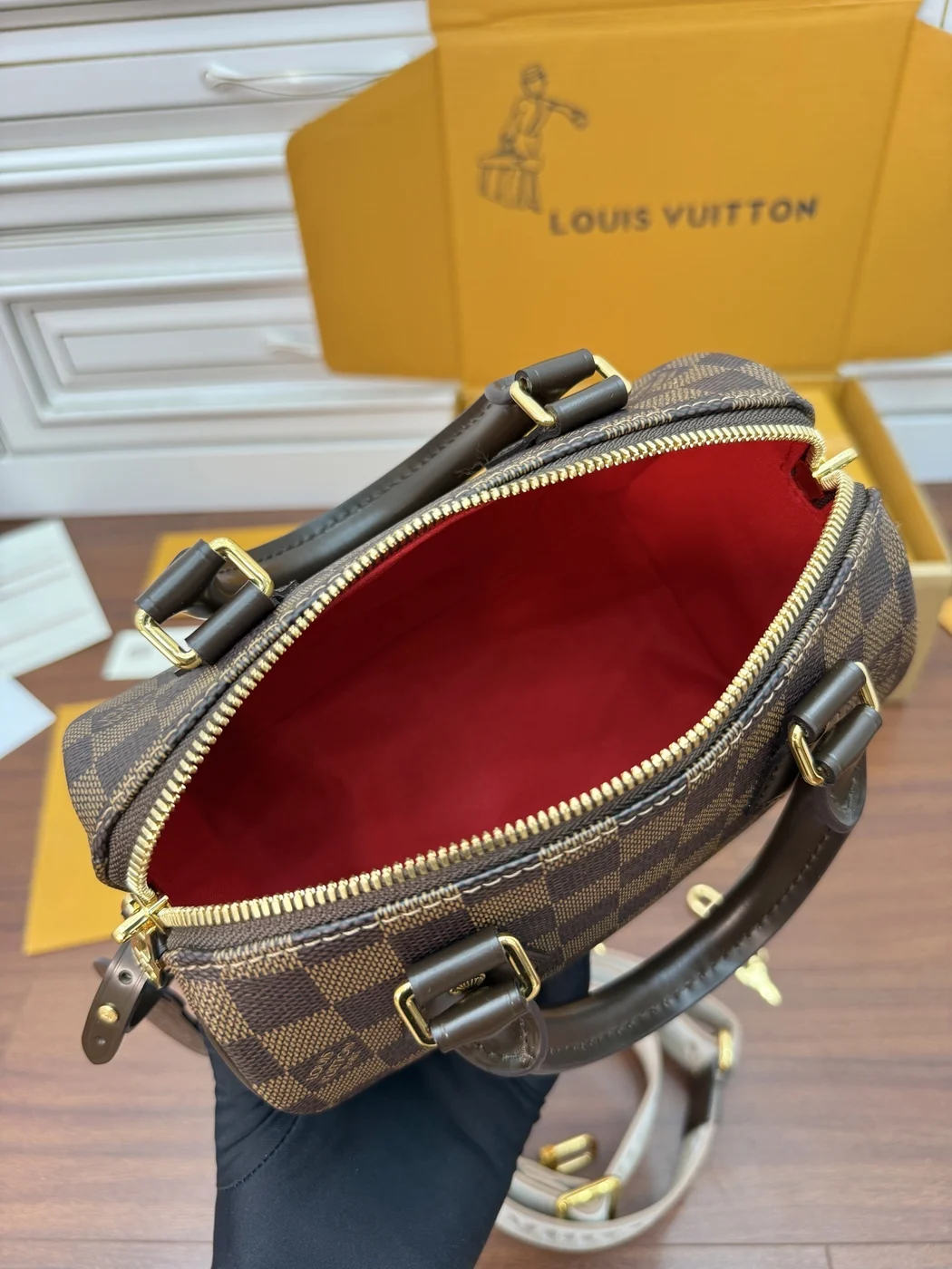 Louis Vuitton Alma Bag Brown Damier with Pale Strap product view 6