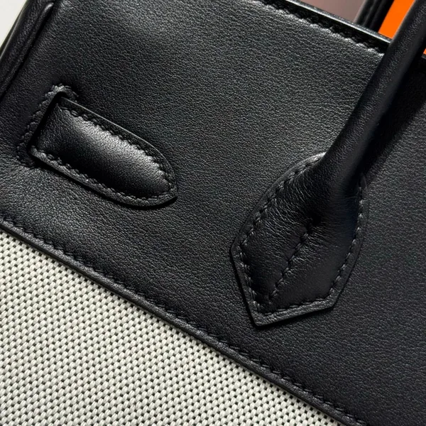 Hermès Quadrille Birkin 30 In Black Swift White Toile Canvas Bag product view 5