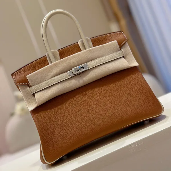 Hermès Birkin 30 Brown/Beige Customize Palladium Hardware Bag product photo