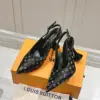 Louis Vuitton Women Black Patterned Leather Heels — Multicolor Pattern product view 3