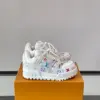 Louis Vuitton Men White Leather Multicolor Pattern Sneakers product view 1