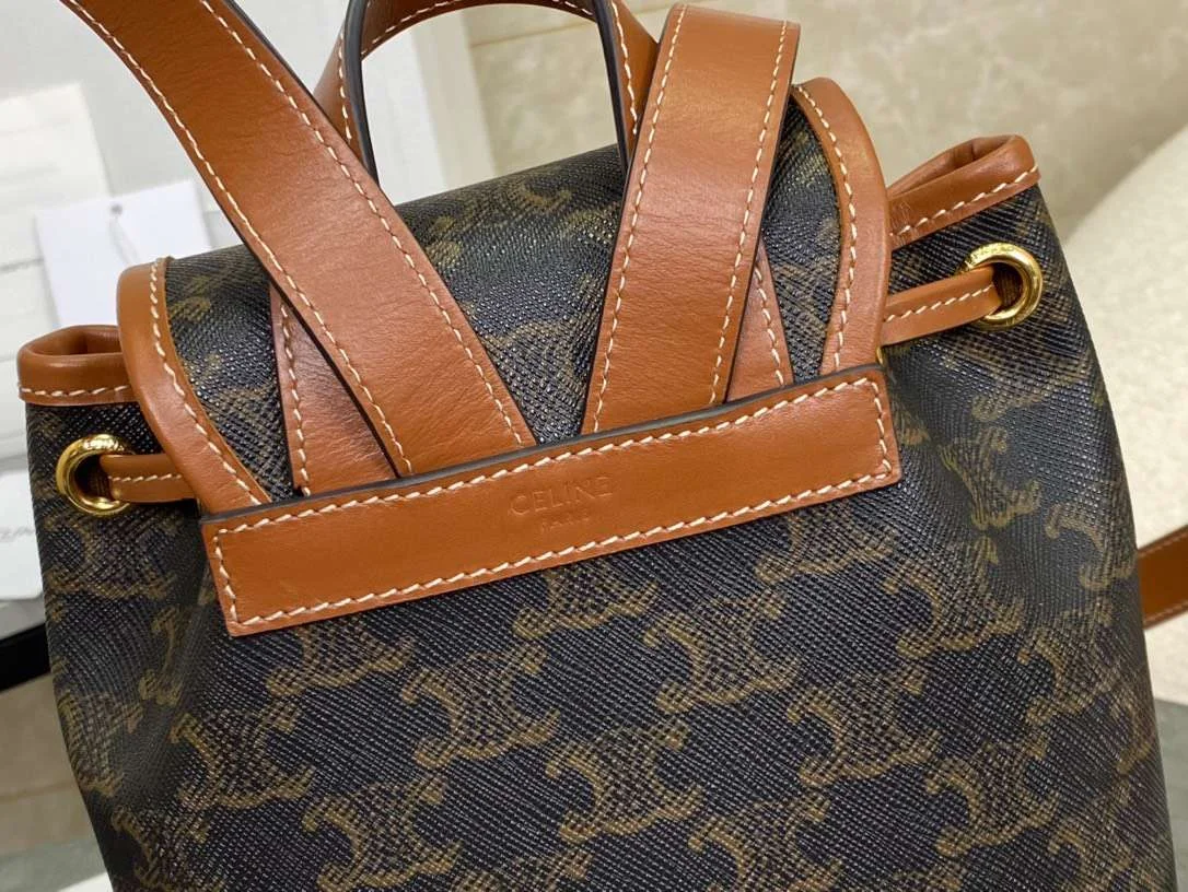 Celine Folco Backpack Mixed Pattern Brown 17x20x10cm product view 5