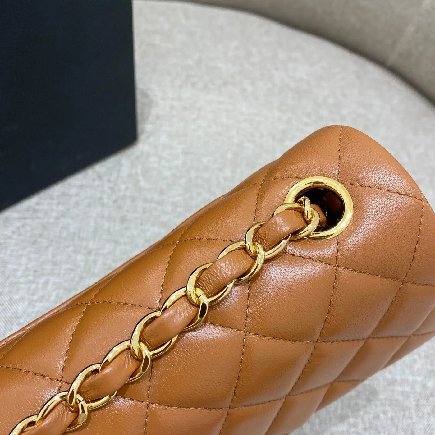 Chanel Flap Bag 20 cm Caramel Lambskin Gold Hardware product view 3
