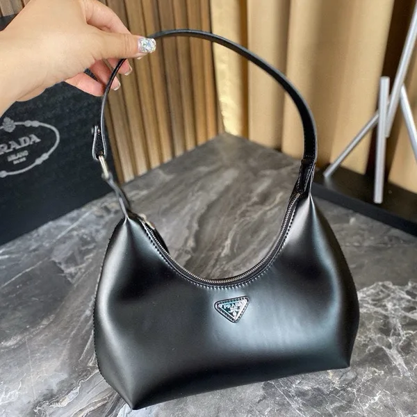 Prada Cleo Shoulder Bag 30 In Black Glossy Calfskin product photo