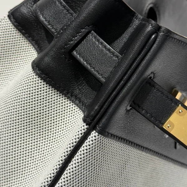 Hermès Quadrille Birkin 30 In Black Swift White Toile Canvas Bag product view 7
