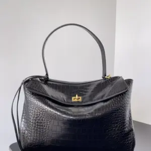 Balenciaga Rode Bag Black Crocodile Leather product photo