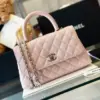 Chanel Coco Handbags Leather Pink With Silver Lock 23 cm product view 2