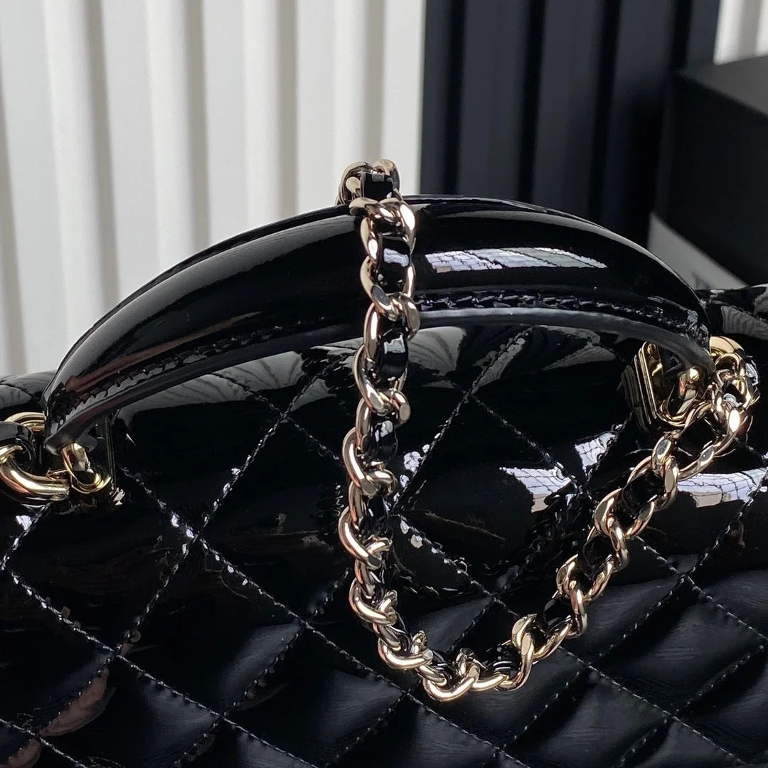 Chanel Patent Quilted Mini Top Handle Flap Bag product view 7