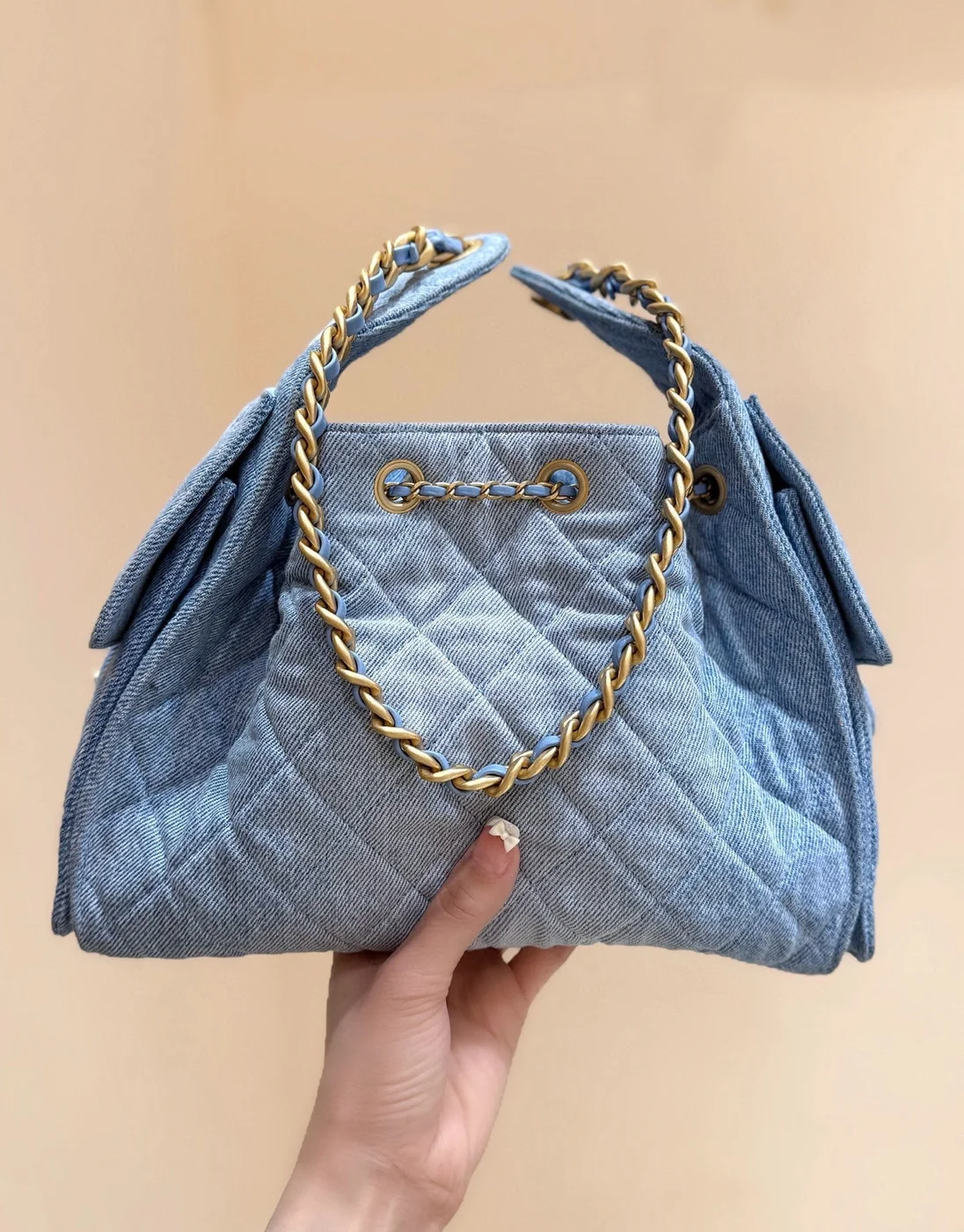 Chanel 25 Small In Blue 30 Denim Gold Hardware Bag product view 6