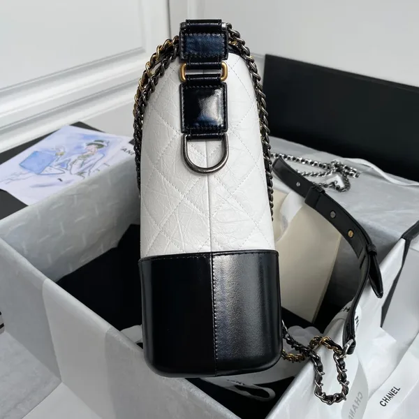Chanel Gabrielle Medium 28 Hobo Bag In Black Mix White Calfskin product view 4