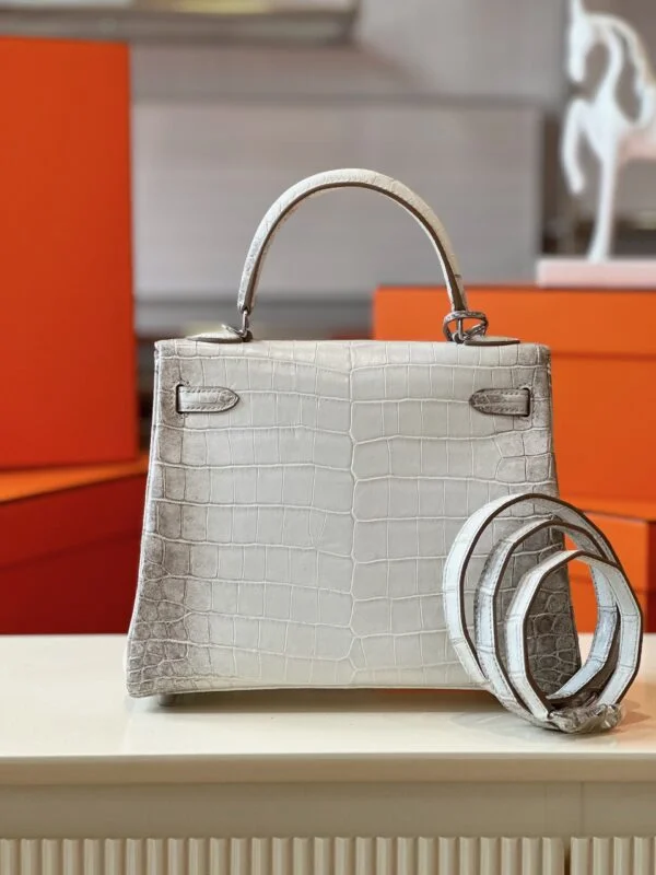 Hermès Kelly 25 Himalaya Albino Crocodile Leather Palladium Hardware Bag product view 5