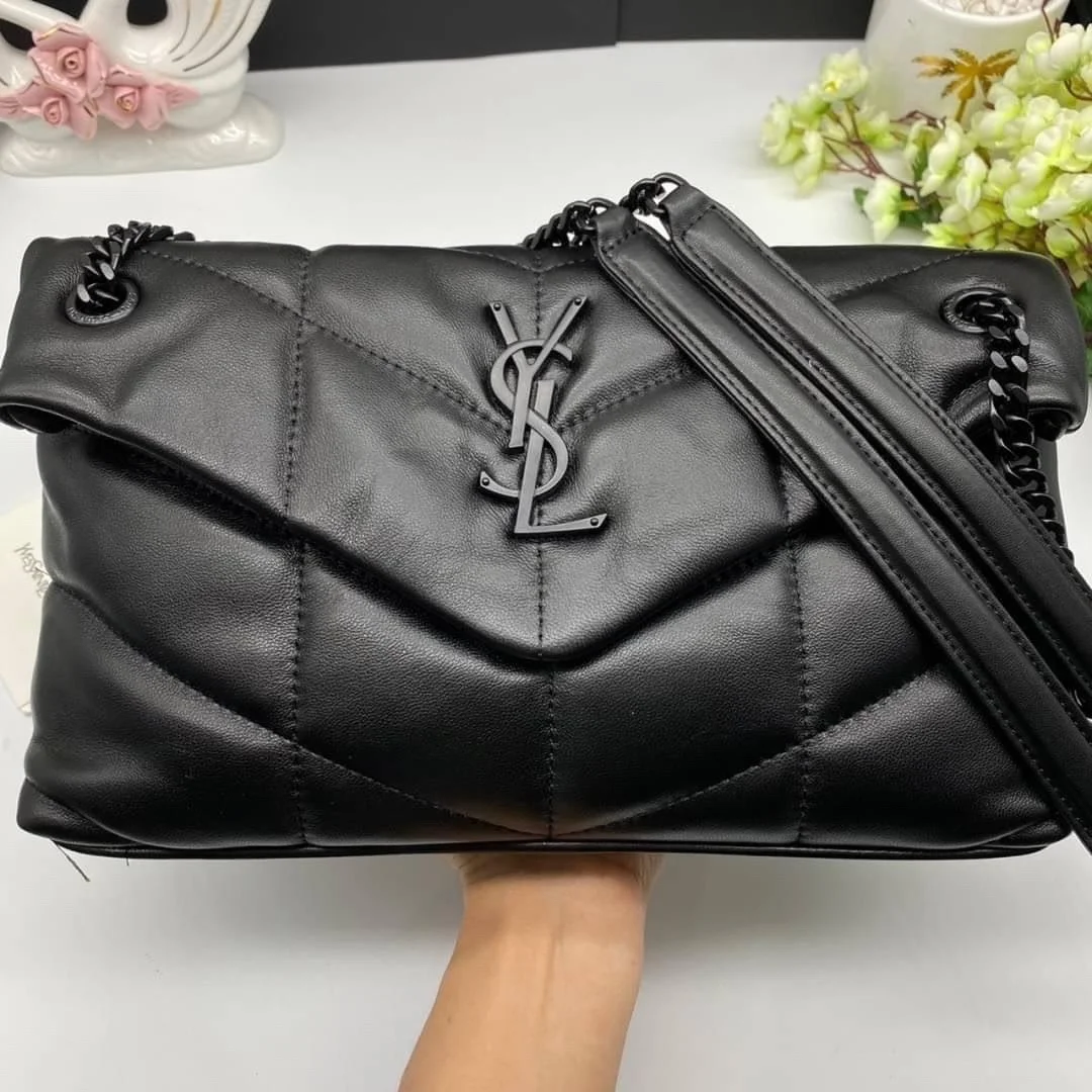 Saint Laurent Small Loulou Puffer shoulder bag in black with Chain Strap product view 1
