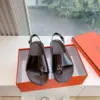 Hermès Women Dark Brown Leather Slingback Sandals product view 1