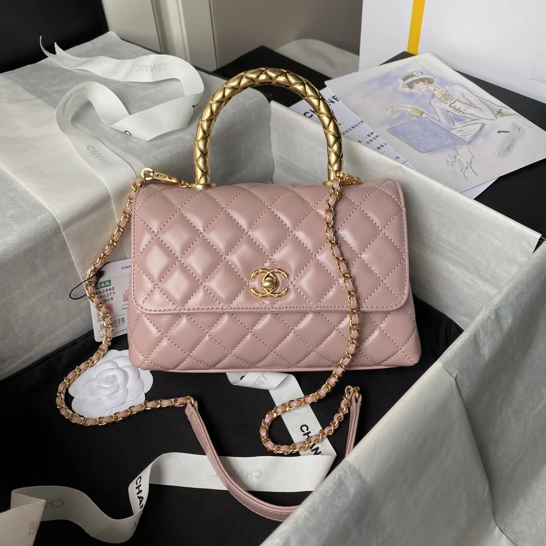Chanel 22B Small Quilted Top-Handle Flap Bag — Dusty Pink product view 1