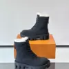Louis Vuitton Men Black Leather Fur Lined Boots product view 4