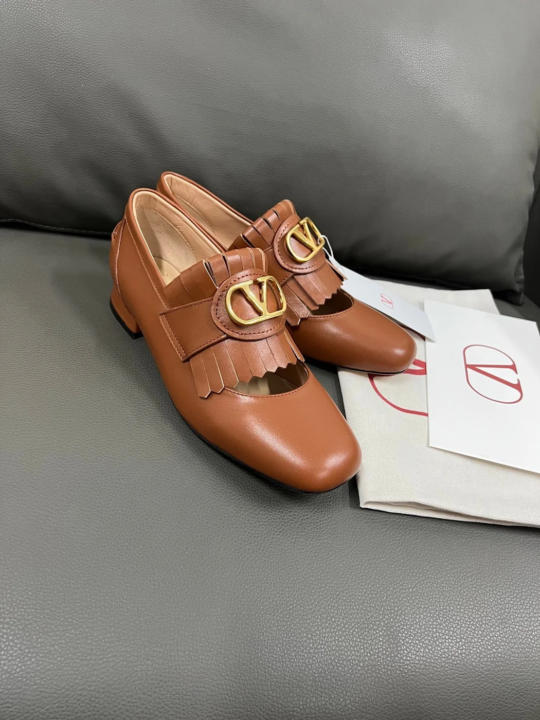 Valentino Women Brown Leather Loafers product view 3