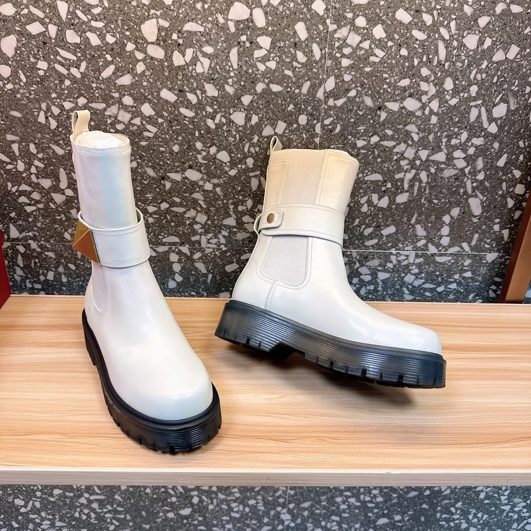 Valentino Women White Leather Strap Boots product view 2