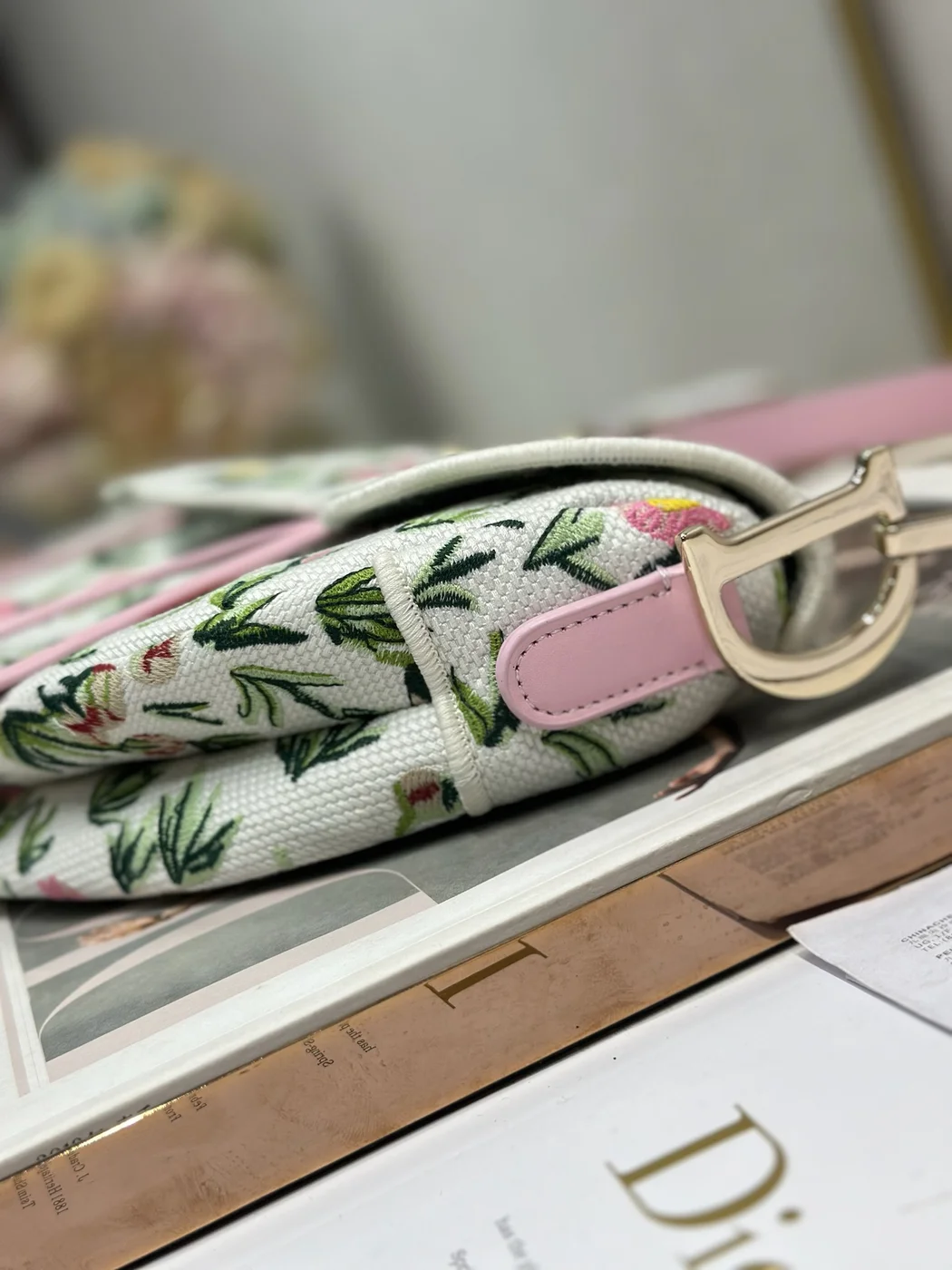 Dior Saddle Bag Multicolored Floral Embroidery Flowers product view 5