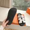 Hermès Women White and Black Double H-Strap Slide Sandals product view 2
