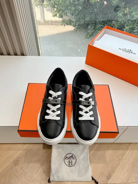Hermès Women Black Leather Sneakers With Buckle Strap product photo