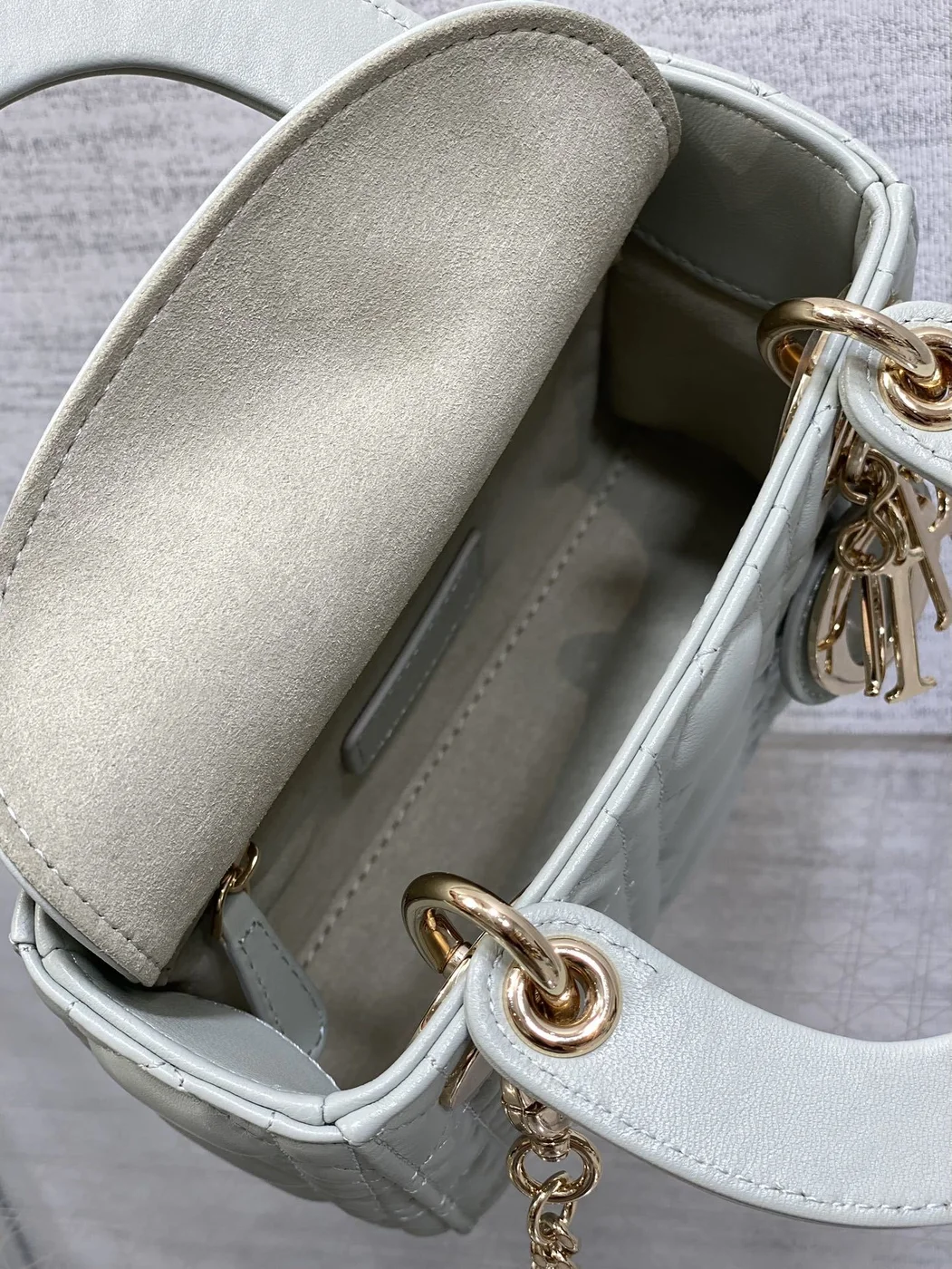 Dior Mini Lady Dior Bag in opaline gray product view 6