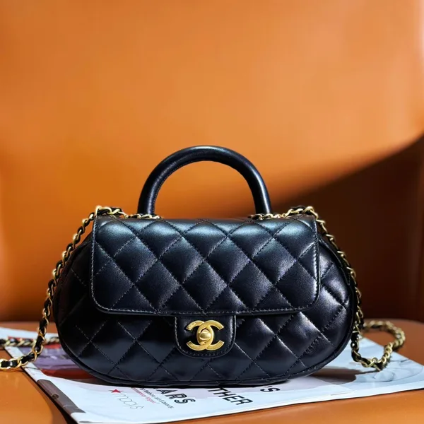 Chanel 24C Top Handle Flap Bag in Black Lambskin product photo