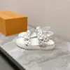 Louis Vuitton Women White Patterned Fabric Sandals product view 5
