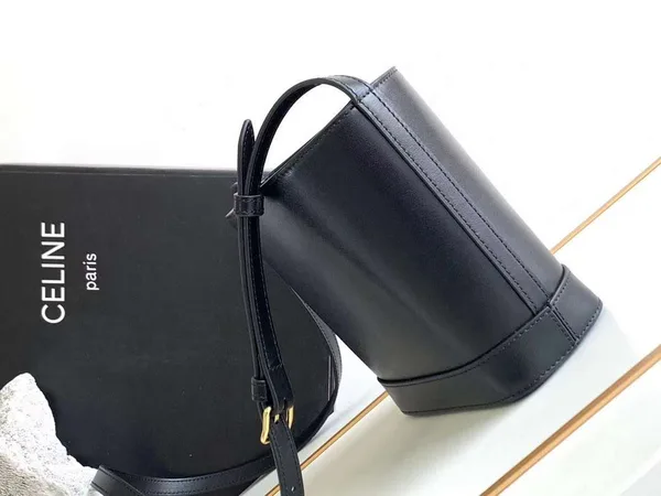 Celine Small Bucket Cuir Triomphe Mini Black Bucket Bag 19.5x16x7cm product view 2