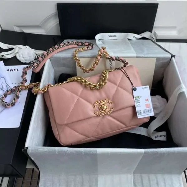 Chanel C19 Handbags Pink Smooth Leather Mix Handle 26 cm product photo