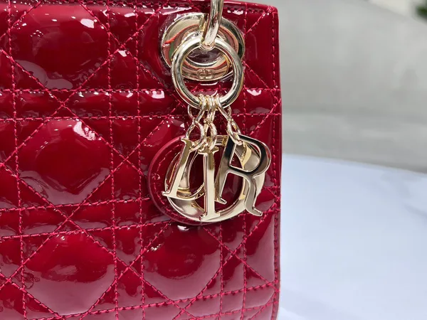 Dior Lady Mini Women’s Handbag, Glossy Red, 17 cm product view 5