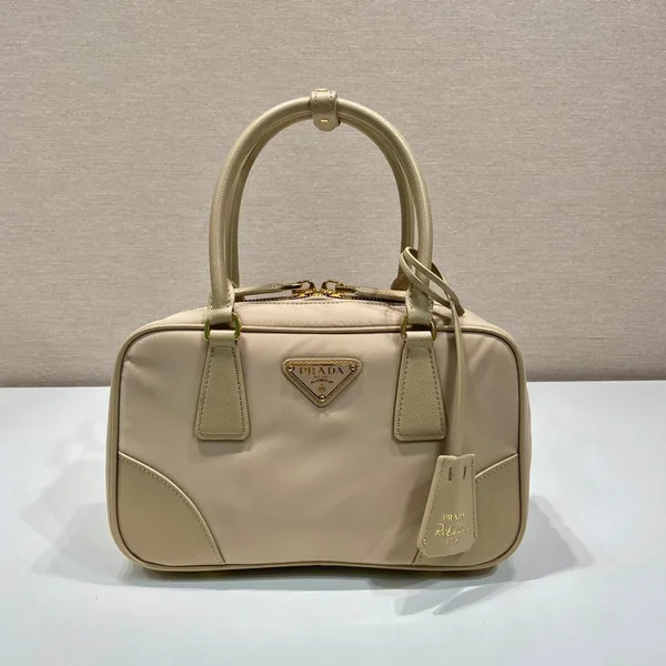 Prada Small Top Handle Bag 25 In Dried Moss Nylon And Calfskin Trim product photo