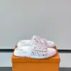 Louis Vuitton Men White Patterned Leather Slides product view 1